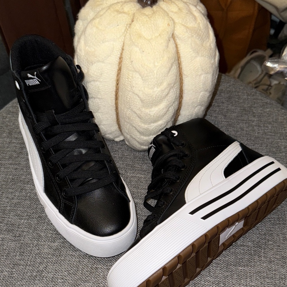 Puma Black and White Platform Sneakers